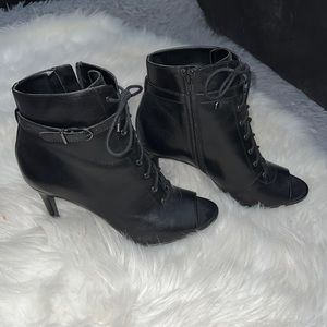 Black Zip up Bootie Heels, Size 7.